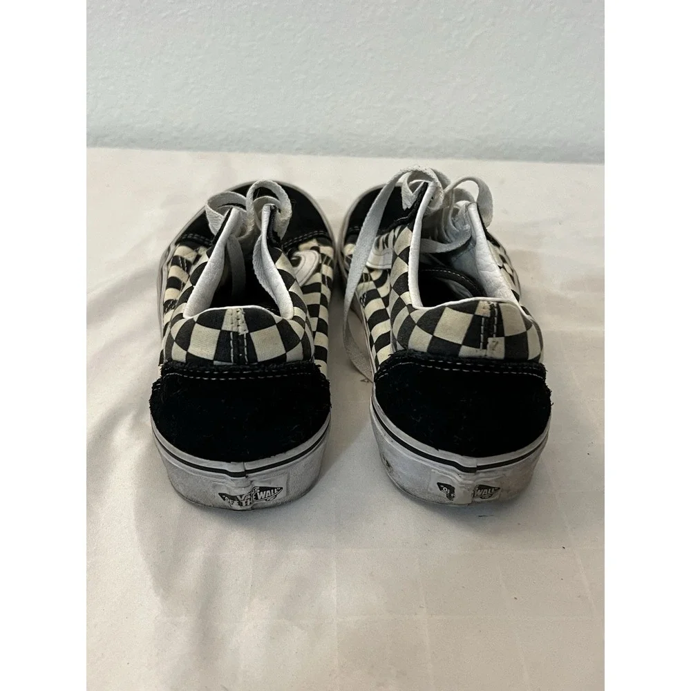 Vans Low Skate Shoes Unisex M7.5 W9 Black‎ Checkered Suede Lace Up Old Skool